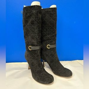 CHRISTIAN DIOR LADIES Black Suede Heels Boots sz US 8.5/ EU 38.5
